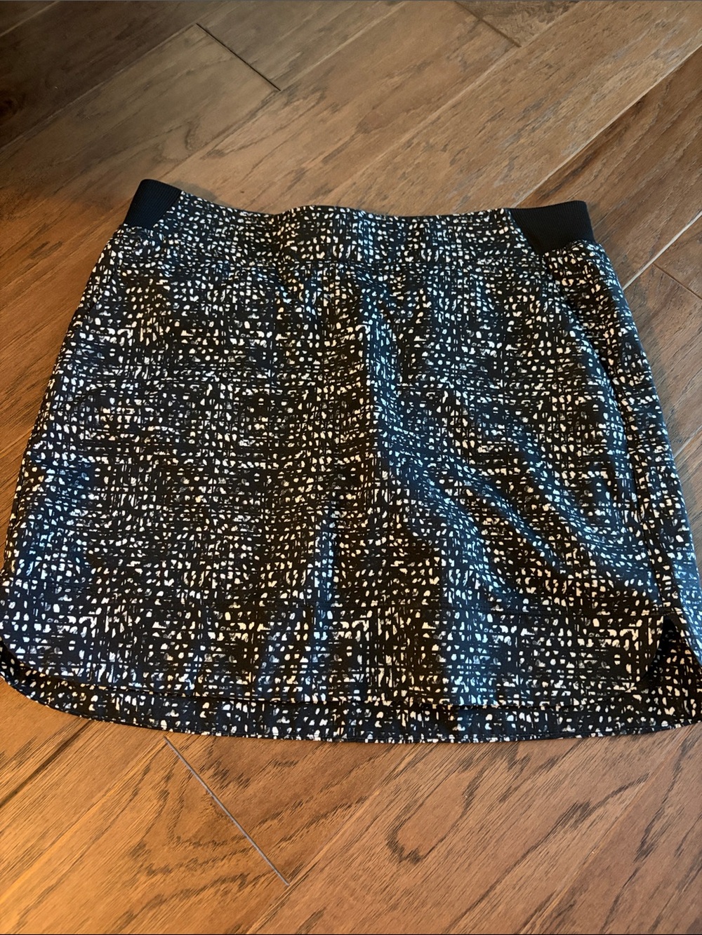 Black and White Mini Skirt with Subtle Abstract Print